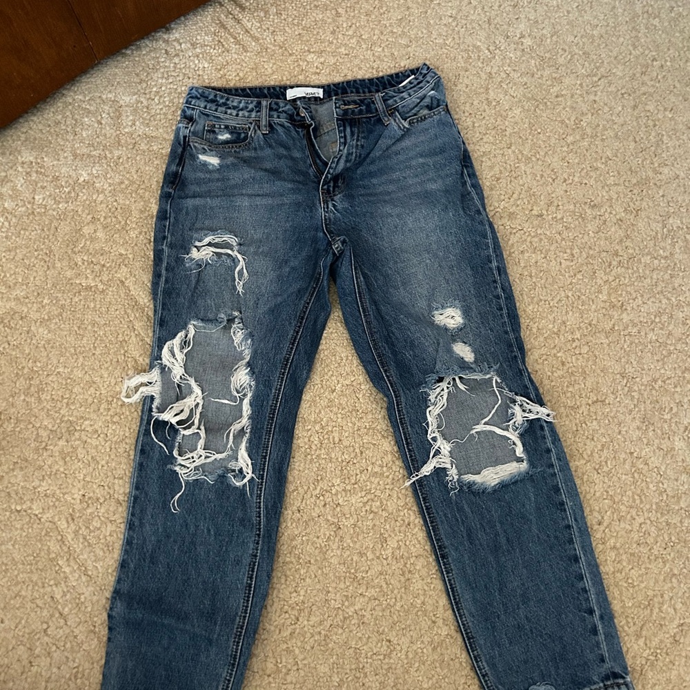 Distressed Blue Jeans
